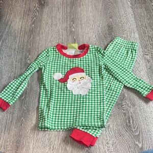 Green and Red Santa Kids Pajamas